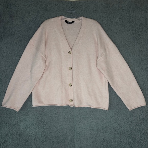Member's Mark XL Cardigan Sweater Button Front V Neck Pink Blend Knit Top - Picture 1 of 6